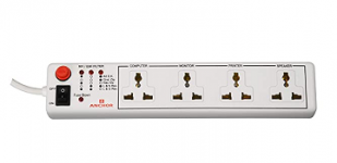 Anchor by Panasonic 6A Spike Guard 4-Way Universal Socket with Single Switch 250V (White)